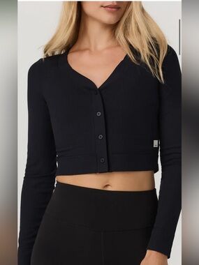Vuori Pose Mini Cardigan  Size XL EUC Black Cropped